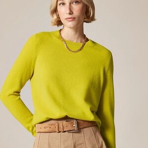 J. Crew Cashmer Burnished Chartreuse Size Large Class Crewneck